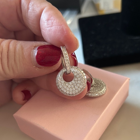 Moissanite Jewelry - Moissanite Diamond disc dangle Earrings‎